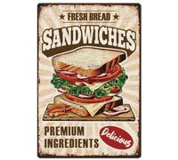 SUPERDANT Sandwich Metal Signs Food Tin Sign Kitchen Metal Tin Signs Food Sign Kithen Signs and Plaque Bacon Sandwich Sign Vintage Metal Wall Art for Kitchen Man Cave Wall Decor
