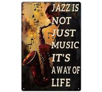 SUPERDANT Saxophone Tin Signs Jazz Is Not Just Music It's A Way Of Life Retro Metal Poster Instrument Iron Sign Vintage Wall Art Decor for Concerts Auditorium Music Room Home Bar Plaque 30x20cm