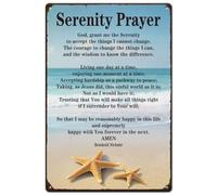 SUPERDANT Serenity Metal Signs Beach Starfish Tin Signs Ocean Wall Plaques Retro Poster Art for Living Room Bedroom Church Beach Home Vintage Decor Housewarming Gift