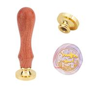 SUPERDANT Sharks Wax Seal Stamp with Brass Head & Wood Handle, 0.98" Vintage Stamp for Wedding Invitations, Bridal Showers, and More