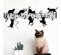 SUPERDANT Sheet Music Wall Stickers Music Notes Kitten Wall Decals Melody Cat Walls Art Stickers Black Cats Vinyl Art Decor for Home Living Room Bedroom Classroom Office Nursery Decoration