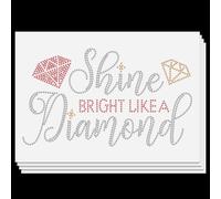 SUPERDANT Shine Bright Like A Diamond Iron on Transfer Crystal Heat Transfer Stickers Hotfix Rhinestone Decal Diamonte Iron on Patch for Girls T-Shirt Clothing Tote Bag DIY Art Craft