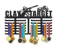 SUPERDANT Shooting Trap and Skeet Medal Hanger Clay Target Medals Holder Personalised Award Black Metal Rack Wall Mount Sports Hanging 4 Rows 22 Hangers Non-slip Hooks Gifts for Athletes