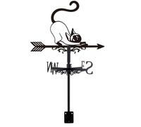 SUPERDANT Siamese Cat Weather Vane Animal Metal Wind Direction Indicator Measuring Instrument Roof Installation Weathervane FOR Outdoor Garden Farm Backyard Gazebo Barn Art Decoration Black