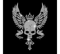 SUPERDANT Skull Wings Crystal Rhinestone Decals Skull Rhinestone Transfers Patches Iron on Hotfix Applique Diamond Heat Transfer Sticker for Clothing Tote Bag DIY Art Craft Gifts