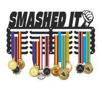 SUPERDANT Smashed It Medal Hanger Inspirational Medal Holder Personalised Award Metal Organizer Ribbon Display Holder Rack 5 Rows 20 Hangers Non-slip Hooks Athletes Gifts 40x20cm