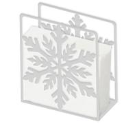 SUPERDANT Snowflake Napkin Holder for Tables Silvery Metal Sserviette Holder Tabletop Cloth Tissue Paper Stand Freestanding Napkin Dispenser with Gasket for Kitchen Coffee Shop Dining Room 15x15CM