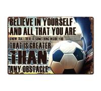 SUPERDANT Soccer Motivational Quote Metal Tin Sign 30x20cm Vintage Rectangular Wall Art Decor With Pre-Drilled Holes For Easy Hanging For Sports Fans Bedroom Gym Decor