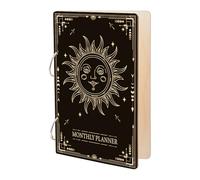 SUPERDANT Solar Tarot Greeting Card Organizer Monthly Planner Wedding Journal Tarot Theme Cards Keeper Planner Cards Holder Black Wooden Loose Leaf Photo Album with 2-Rings Birthday Gift