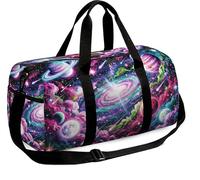 SUPERDANT Spacious Duffel Bag with Adjustable Strap Lightweight Nylon Sports Gym Bag for Workout Fitness Yoga Class Travel Cosmic Galaxy Nebula Pattern 17.7x9.4x7.9 in