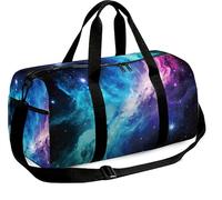 SUPERDANT Spacious Duffel Bag with Adjustable Strap Lightweight Nylon Sports Gym Bag for Workout Fitness Yoga Class Travel Blue Purple Galaxy Universe 45x24x20cm