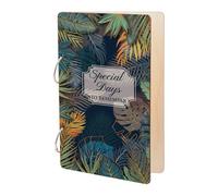 SUPERDANT Special Days to Remember Greeting Card Holder Organizer Wooden Loose Leaf Binder Planning Book Cards Keeper Tropical Leaves Photo Album 2-Rings Cover Wedding Birthday Journal Keepsake