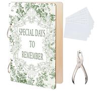 SUPERDANT Special Days To Remember Greeting Card Organizer European Style Lace Card Holder Wooden Keeper Binder Photo Album for Birthday Wedding 2-Rings Cover with Punch and 20pcs Inner Pockets
