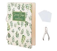 SUPERDANT Special Days to Remember Greeting Card Organizer Planning Book Binder Card Keeper Card Holder Wedding Wooden Loose Leaf Photo Album 2-Rings Cover Keepsake with Punch & 20pcs Inner Pockets