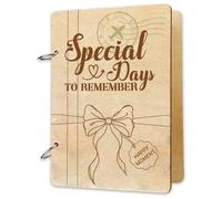 SUPERDANT Special Days to Remember Wooden Loose Leaf Binder Gift Box Bow Greeting Card Postcard Photo Album Cover Birthday Reminder Calendar Keeper Book Holder Organizer Card Keepsake