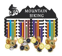SUPERDANT Sports Medal Hanger Display Mountain Biking Medal Holder Wall Mount Mountain Bike Medals Hanging Hooks Mountain Biker's Gift Iron Race Ribbon Award Organizer for Athletes 24 Row Hangers