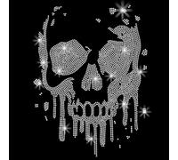 SUPERDANT Spray Painted Skull Iron on Rhinestones Graffiti Skeleton Crystal Heat Transfer Stickers Iron on Decals Rhinestone Patches for T-Shirt Clothing Tote Bag Jackets DIY Art Craft Gifts