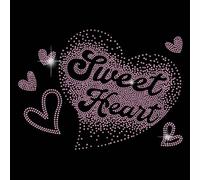 SUPERDANT Sweet Heart Iron on Rhinestones Transfer T-Shirt Crystal Heat Transfer Heart Patches Iron on Hotfix Transfer Bling Decals for Girl's Clothing Tote Bag DIY Art Craft for Valentine's Day