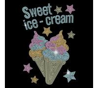 SUPERDANT Sweet Ice Cream Iron on Transfer Desserts Crystal Heat Transfer Stickers Hotfix Rhinestone Decal Diamonte Iron on Patch for Girls T-Shirt Clothing Tote Bag DIY Art Craft Gifts