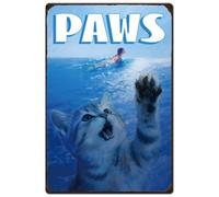 SUPERDANT Swimming And Cat Tin Signs Retro Paws Metal Poster Iron Wall Decor Rectangle Signs for Living Room Kitchen Bars Restaurants Cafe Pubs Home Wall Art 30cm x20cm