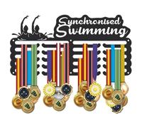 SUPERDANT Synchronised Swimming Medal Hanger Display Medal Holder Award Metal Medal Organizer Ribbon Display Holder Rack Wall Mounted Race 5 Rows 20 Hangers Non-slip Hooks for Athletes Gifts