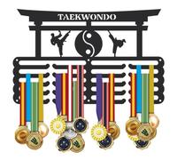 SUPERDANT Taekwondo Medal Hanger 5 Rows Torii Taekwondo Medal Holder Personalised Medal Rack for Kickboxer Upgraded Large Capacity Medal Display Metal Medal Rack for Boy Son Grandson Gifts