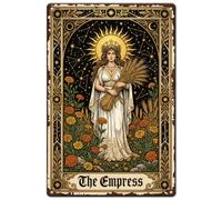 SUPERDANT Tarot Queen Gothic Metal Tin Sign For Home Halloween Party Decor | Vintage Iron Material,Funny Design,Garden Flower Pattern,12x8 Inch/30x20cm,Suitable For Man Cave,Gothic Wall Art