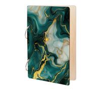 SUPERDANT Teal Gold Marble Greeting Card Organizer Planning Book Binder Card Keeper Card Holder Wooden Loose Leaf Photo Album 2-Rings Cover Keepsake for Birthday Wedding Gifts