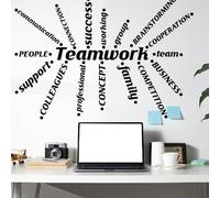 SUPERDANT Teamwork Wall Stickers Inspiring Quotes Wall Decal Peel and Stick Positive Vinyl Walls Art Decor Office Black Mural for Meeting Room Company Collaborative Workspace Classroom Home