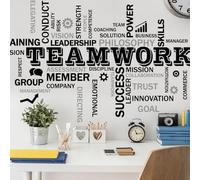 SUPERDANT Teamwork Wall Stickers Motivational Text Wall Decals Peel and Stick Inspiring Black Vinyl Art Decals for Office Classroom Living Room Conference Room Decoration 96x60cm