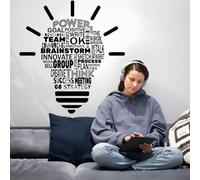 SUPERDANT Teamwork Wall Stickers Motivational Wall Decals Light Bulb Phrase Vinyl Art Decor Inspiring Black Peel and Stick Adhesive Stickers for Business Office Meeting Room Conference Room Decoration