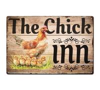 SUPERDANT The Chick Inn Metal Signs Chicken Coop Tin Signs Farm Animal Iron Wall Plaques Hen and Chicks Wall Art Poster for Kitchen Farmhouse Man Cave Bar Pub Vintage Decor