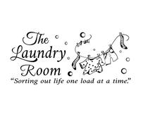 SUPERDANT The Laundry Room Quotes Wall Stickers Vinyl Wall Decor Stickers DIY Saying Wall Art Decal Sticker Home Decoration for Living Room, Bedroom, Bathroom, Black 27x59cm