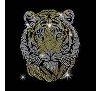 SUPERDANT Tiger's Head Iron on Rhinestones Transfer Animal Theme Iron-on Decals T-Shirt Crystal Heat Transfer Hot Fix Stickers Clothing Repair Crystal Patch for Clothing Bags DIY Craft