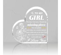 SUPERDANT To My Girl Acrylic Heart Plaque Inspirational Quotes Crystal Ornament Thank You Gifts for Women Sister I Love You Birthday Gifts Rose Butterfly Table Centerpieces Sign 10x10x1 cm