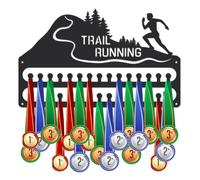 SUPERDANT Trail Running Medal Hanger Display Sports Medal Holder Wall Mount Mountain Running Medals Hanging 30 Hooks Metal Medal Display Rack Iron Race Ribbon Award Organizer for Athletes