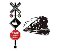 SUPERDANT Train Wall Stickers Railroad Crossing Sign Wall Decal Wall Art Stickers Nursery Wall Stickers for Boy's Bedroom Playroom Living Room Classroom Wall Decorations 39x71 cm