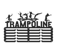 SUPERDANT Trampoline Medal Display Trampoline Medal Holder Personalised Award Metal Organizer Ribbon Display Rack 5 Rows 20 Hangers Non-slip Hooks Gifts for Trampolinist 40x20cm