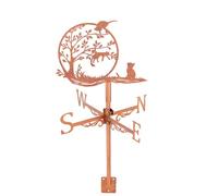 SUPERDANT Tree Cat Scene Weather Vane Cat Playing Metal Wind Direction Indicator Measuring Instrument Roof Installation Weathervane for Outdoor Garden Farm Backyard Gazebo Barn Art Decor Red Copper