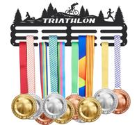 SUPERDANT Triathlon Medal Hanger Display Sports Race Medals Holder Rack Swim Bike Run Wall Mount Iron Ribbon Hook Hanger Decor Awards Ribbons Holder for Runner Swimmer Athletes Players