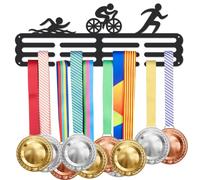 SUPERDANT Triathlon Medal Holder Tri Medal Hanger Swimming Cycling Running Medal Display Rack Frame for Ribbon Medals Display Holder Rack with Easy Hanging Gift for Athletes