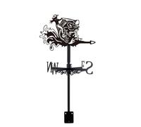 SUPERDANT Trout Cowboy Weather Vane Riding a Fish Metal Wind Direction Indicator Measuring Instrument Roof Installation Weathervane FOR Outdoor Garden Farm Backyard Gazebo Barn Art Decoration Black