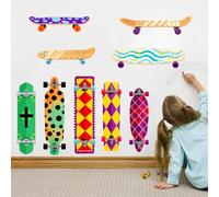 SUPERDANT Vector Skateboard Wall Stickers Colorful Skateboard Wall Decals 10 Style Skateboards Self-Adhesive Stickers for Kids Teenages Bedroom Living Room Home Decoration
