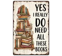SUPERDANT Vintage Book Sign Metal Tin Wall Decor 30x20cm For Readers And Book Collectors Featuring I Need Lots Of Books Theme For Study Room Library Or Gift Giving Colorful
