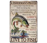 SUPERDANT Vintage Fishing Tin Sign Live to Fish Metal Signs A Fisherman's Prayer Wall Plaques Funny Iron Poster Art for Bar Man Cave Home Garage Vitage Decor
