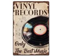 SUPERDANT Vinyl Records Metal Signs Musical Theme Tin Signs Only The Best Music Wall Plaques Iron Wall Art for Bar Man Cave Club Living Room Bedroom Music Room Vintage Decor