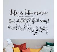 SUPERDANT Wall Sticker with Music Sheets, Music Quotes, Wall Sticker, Music Text Wall Sticker, Peel and Stick, DIY Vinyl Wall Sticker for Music Room, Classroom, Living Room, Wall Decoration