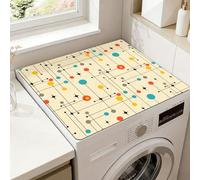 SUPERDANT Washing Machine Cover for Top Pad Modern Atomic Dryer Top of Washer or Dryer Protector Mat for Laundry Room Accessories Non Slip Waterproof Mats Mid Century Fifties 60x50cm