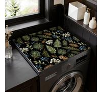 SUPERDANT Washing Machine Mat 60x50cm Waterproof Washer Dryer Topper Laundry Countertop Mat Rubberized Bases Leaf-Print Dust Cover Universal Top-Load Washer Topper