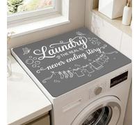SUPERDANT Washing Machine Mat for Top Load Washer Dryer Cover Waterproof Non-Slip Protector 23.6x19.7 Inch/60x50cm Gray Bubbles Butterfly Design For Appliance Top Protection And Pet Feeding Area, Gray